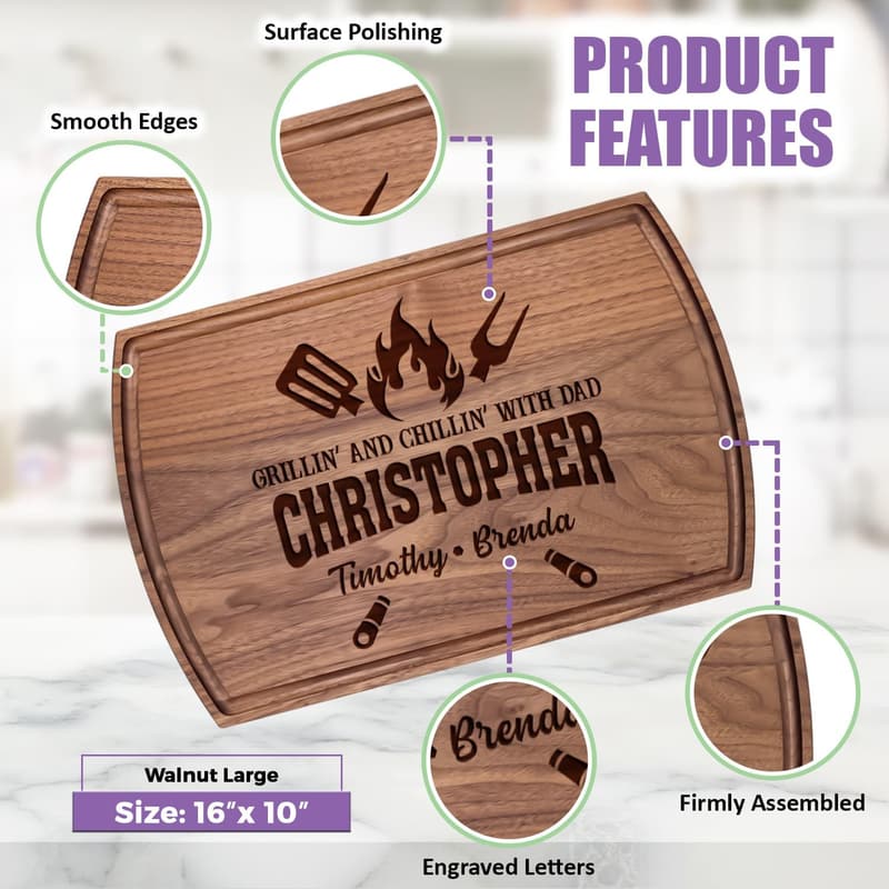 Custom Engraved Cutting Board for Dad - Perfect Gift for Father's Day