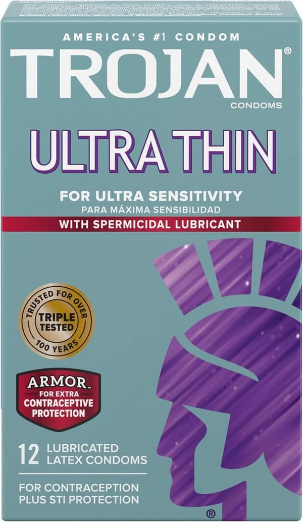 Trojan Ultra Thin Spermicidal Condoms, 12 Count