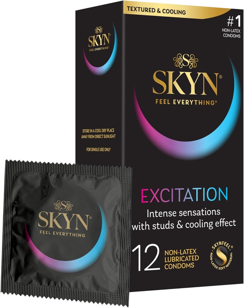 Ultra-Thin Lubricated Studded Condoms - 12 Count