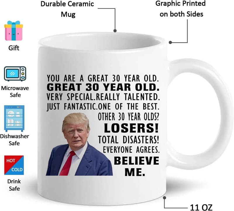 30th Birthday Coffee Mug - Funny Gift for Men and Women