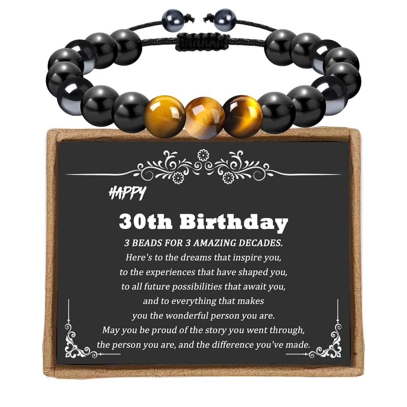 30th Birthday Adjustable Triple Protection Bracelet for Men
