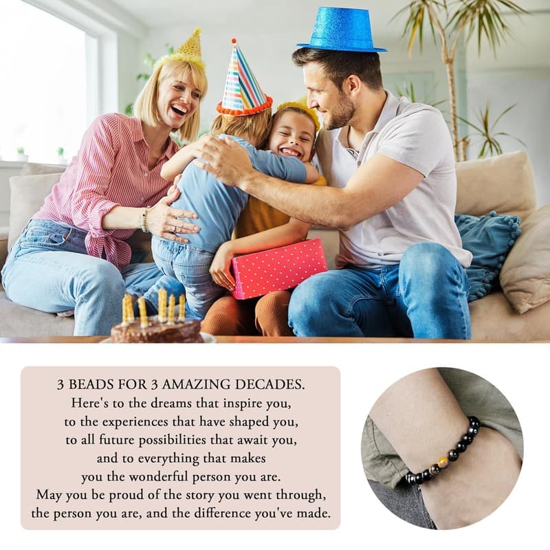 30th Birthday Adjustable Triple Protection Bracelet for Men