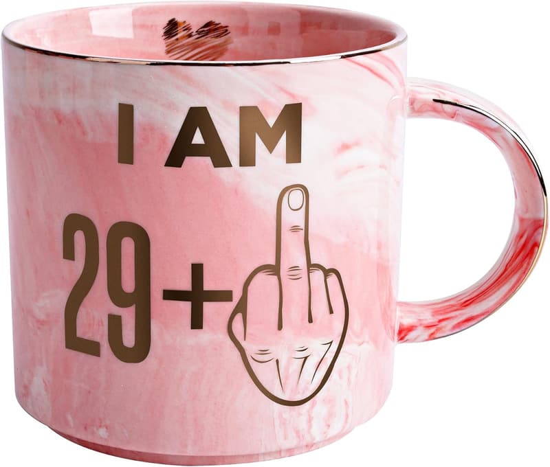 30th Birthday Gifts for Women - Funny Pink Marble Coffee Mug