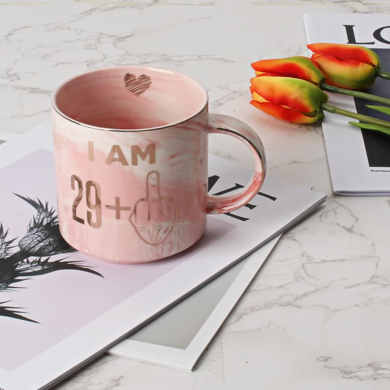30th Birthday Gifts for Women - Funny Pink Marble Coffee Mug