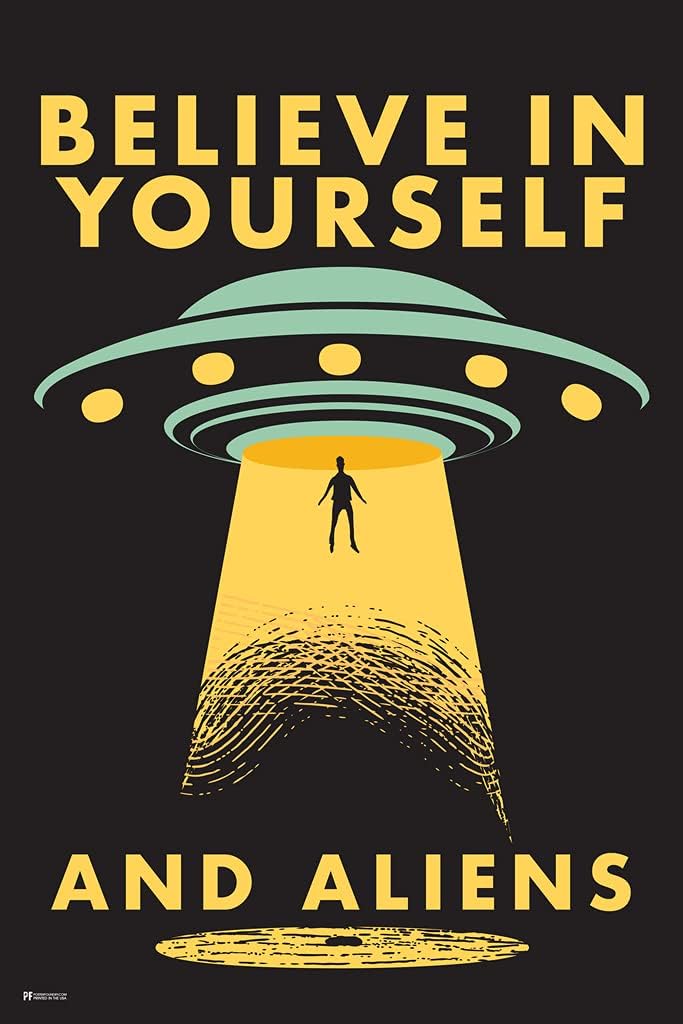UFO Abduction Motivational Poster - Believe in Yourself Wall Art 12x18