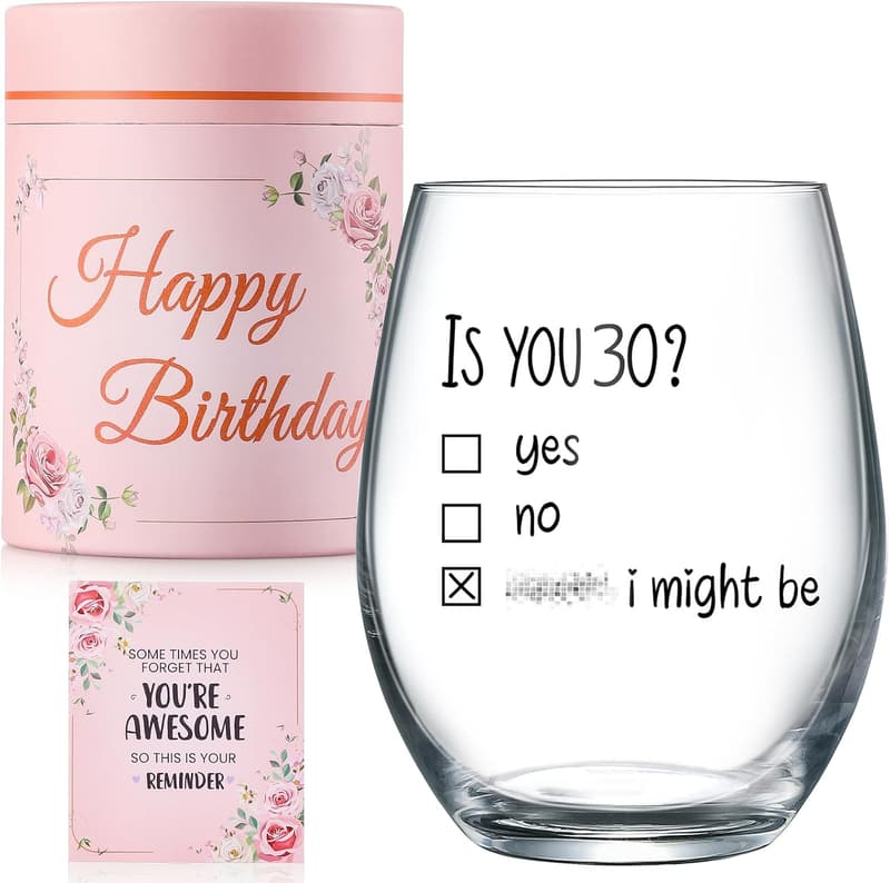 30th Birthday Wine Glass Gift Set for Women