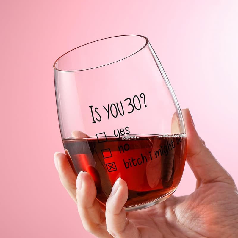 30th Birthday Wine Glass Gift Set for Women