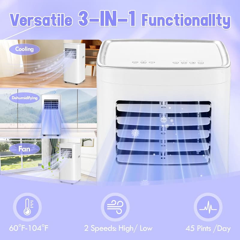 Portable 3-in-1 Air Conditioner with Remote Control, 8500 BTU
