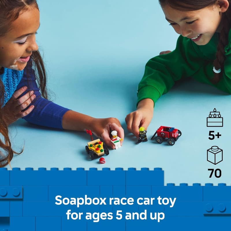 LEGO City Pizza vs. Fire Truck Race Car Set for Kids 5+