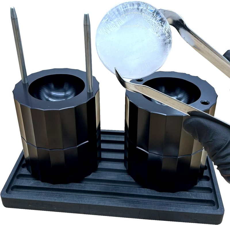 Whiskey Ice Ball Press Kit - Aluminum with Tongs & Drip Tray