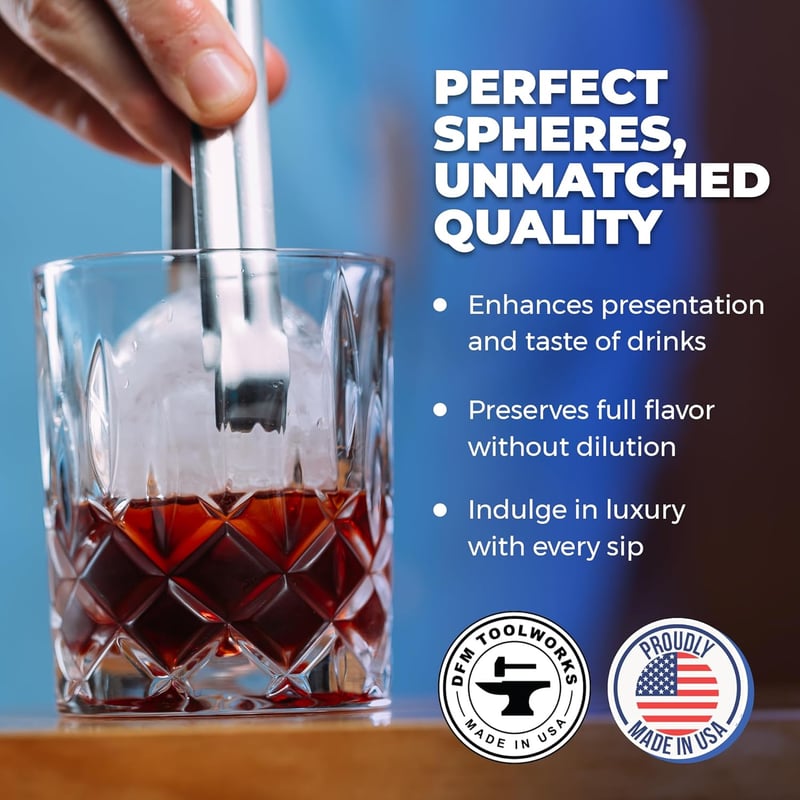Whiskey Ice Ball Press Kit - Aluminum with Tongs & Drip Tray