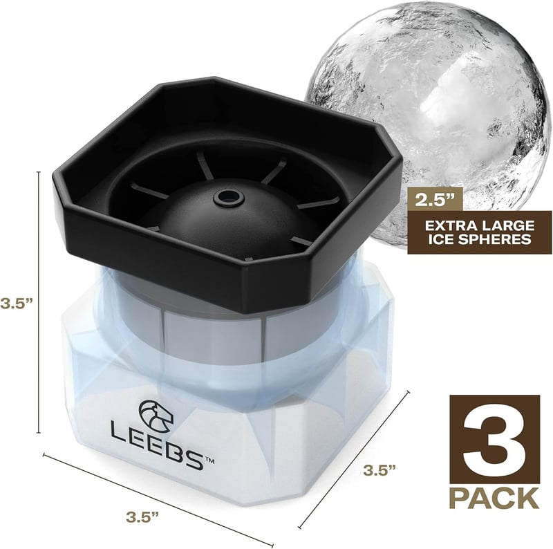 3-Pack Silicone Ice Ball Maker for Craft Cocktails