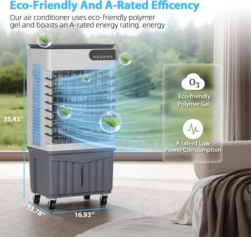 4-IN-1 Portable Evaporative Cooler for Large Rooms - 72H Cooling
