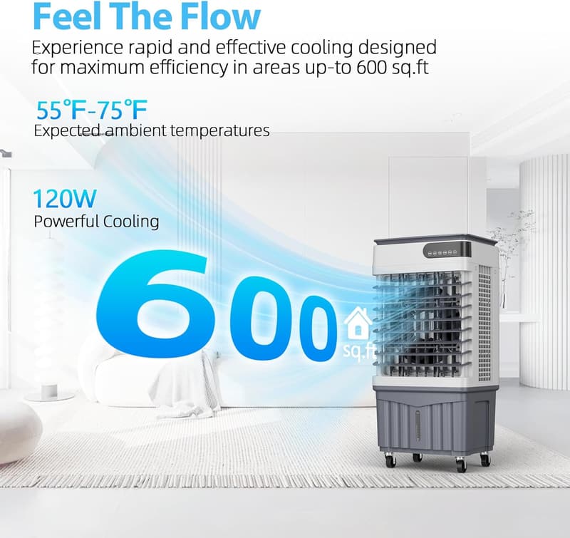 4-IN-1 Portable Evaporative Cooler for Large Rooms - 72H Cooling