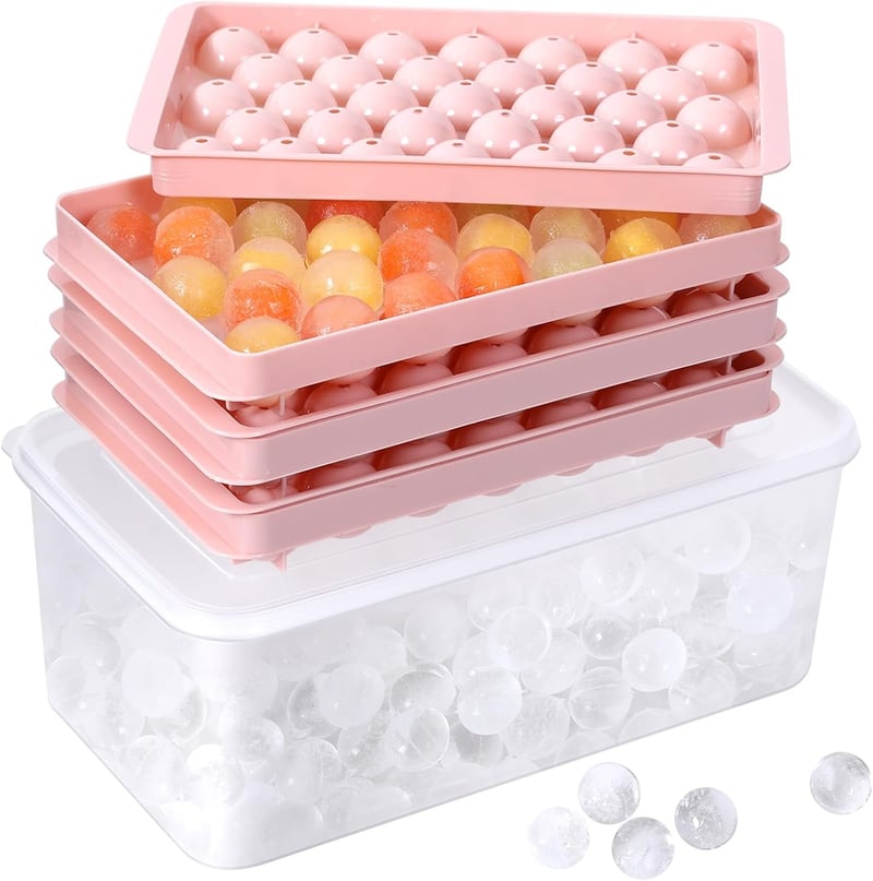 Pink Round Ice Cube Trays – 3 Pack Mold for Cocktails & Drinks
