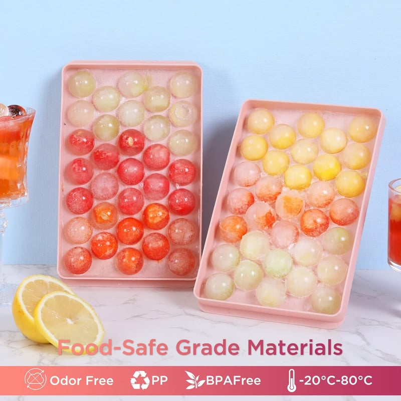 Pink Round Ice Cube Trays – 3 Pack Mold for Cocktails & Drinks