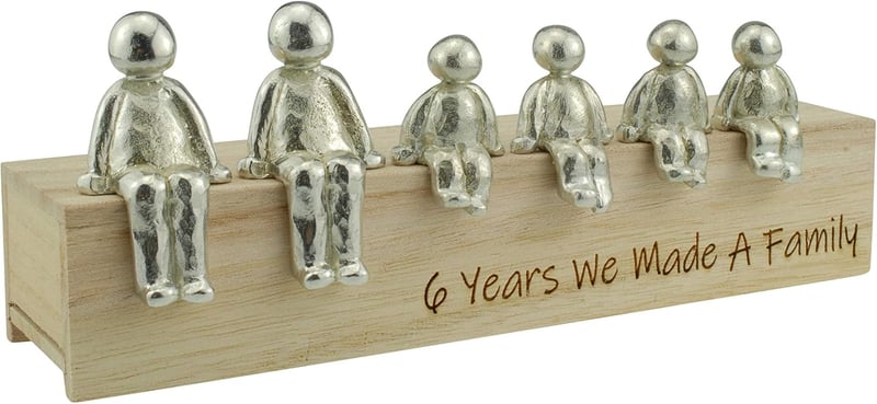 6th Anniversary Family Metal Ornament - Customizable with 4 Kids