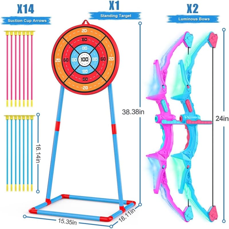 Kids' Light Up Bow and Arrow Set with 14 Arrows & Target