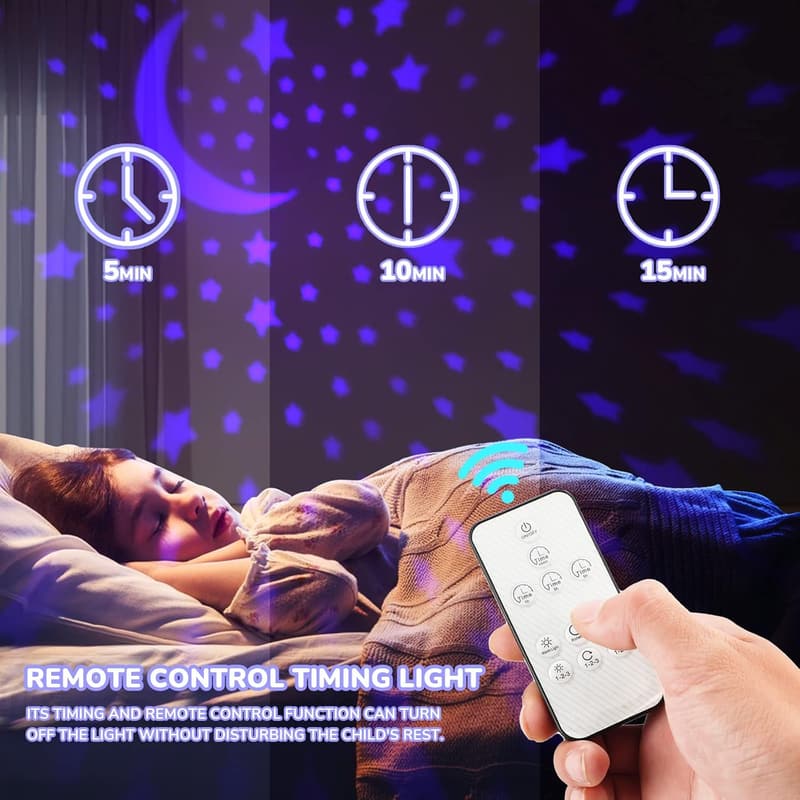Star Night Light Projector for Kids - Twinkle Timer Rotation