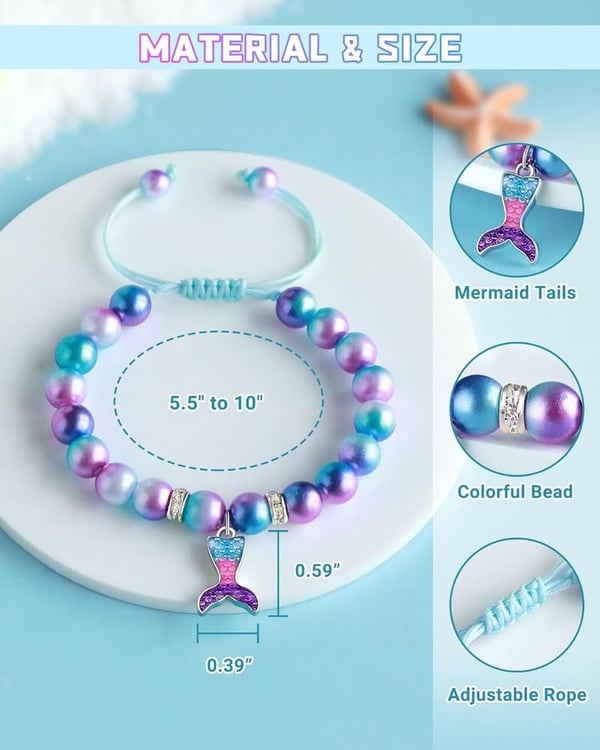 Mermaid Birthday Bracelets for Girls - Age 4 to 6