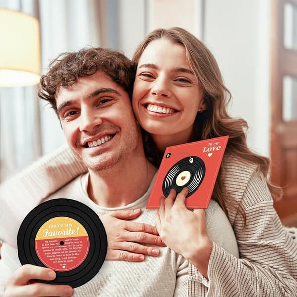 Retro Anniversary Card - Vinyl Record Love Notes for Couples