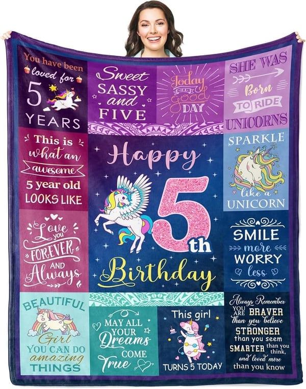 5th Birthday Gift Blanket for Girls - 40
