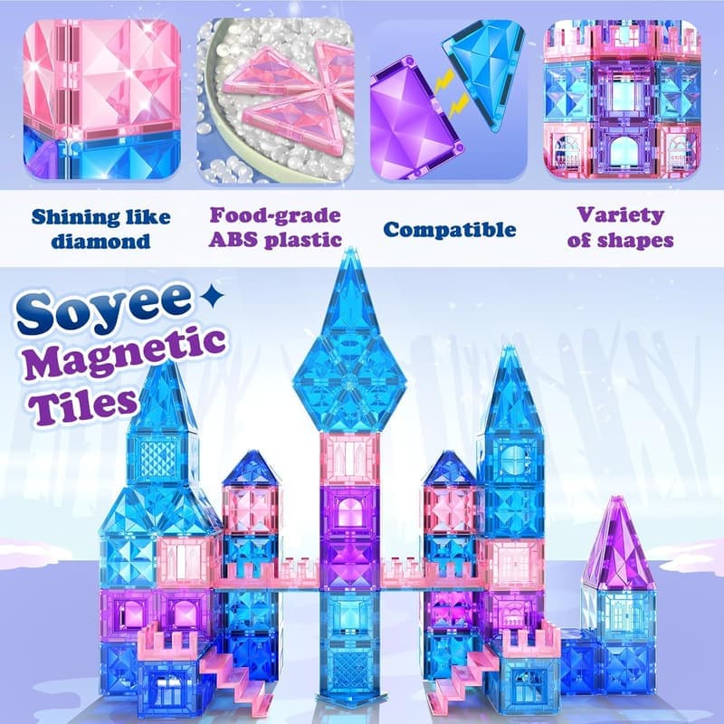 Magnetic Tiles Princess Castle Building Set – 102 pcs for Girls