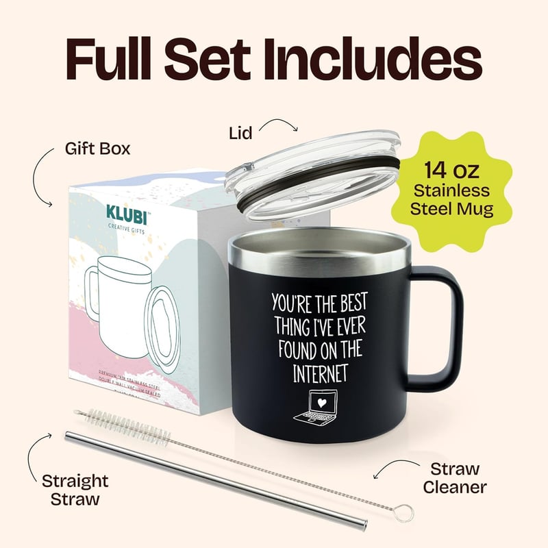 Husband Birthday Gift: Funny Black Tumbler - 14 oz Anniversary Cup