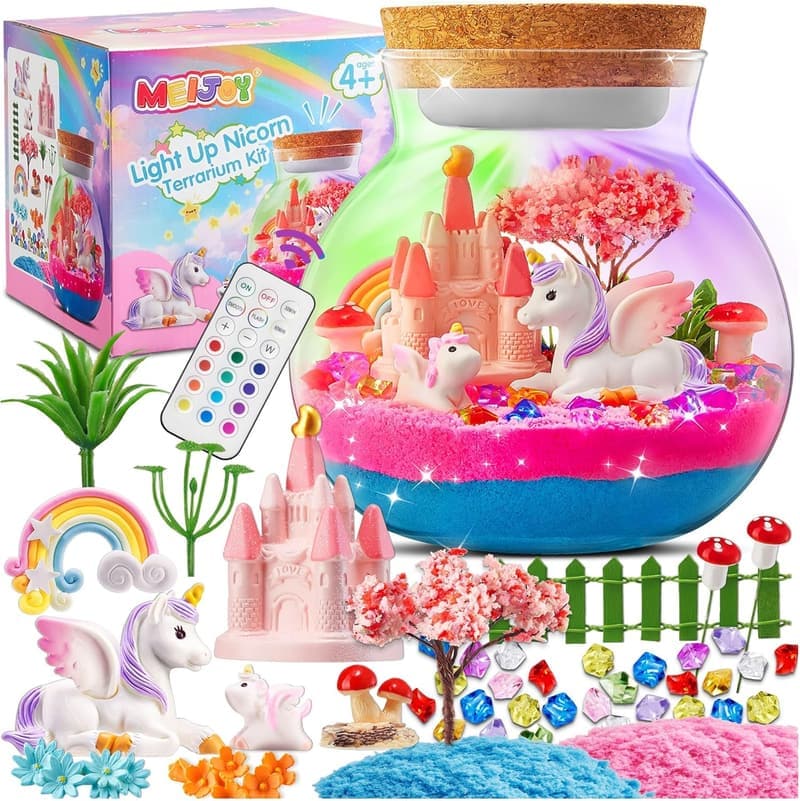 Unicorn Terrarium Kit - LED Night Light for Kids Age 4-12