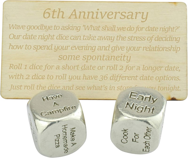 6th Anniversary Date Night Metal Dice