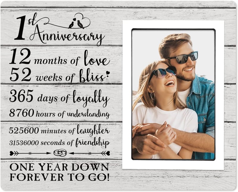 1st Anniversary Picture Frame - Wedding Gift for Couples, 4x6 Inches