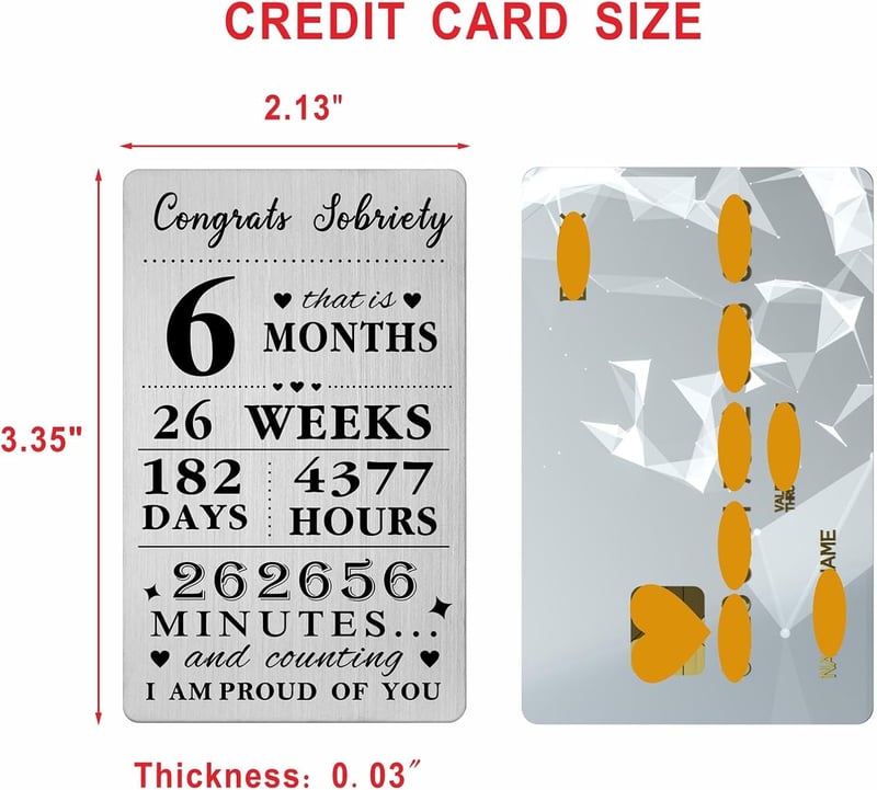 6th Month Sobriety Metal Card - Congratulations Gift for All