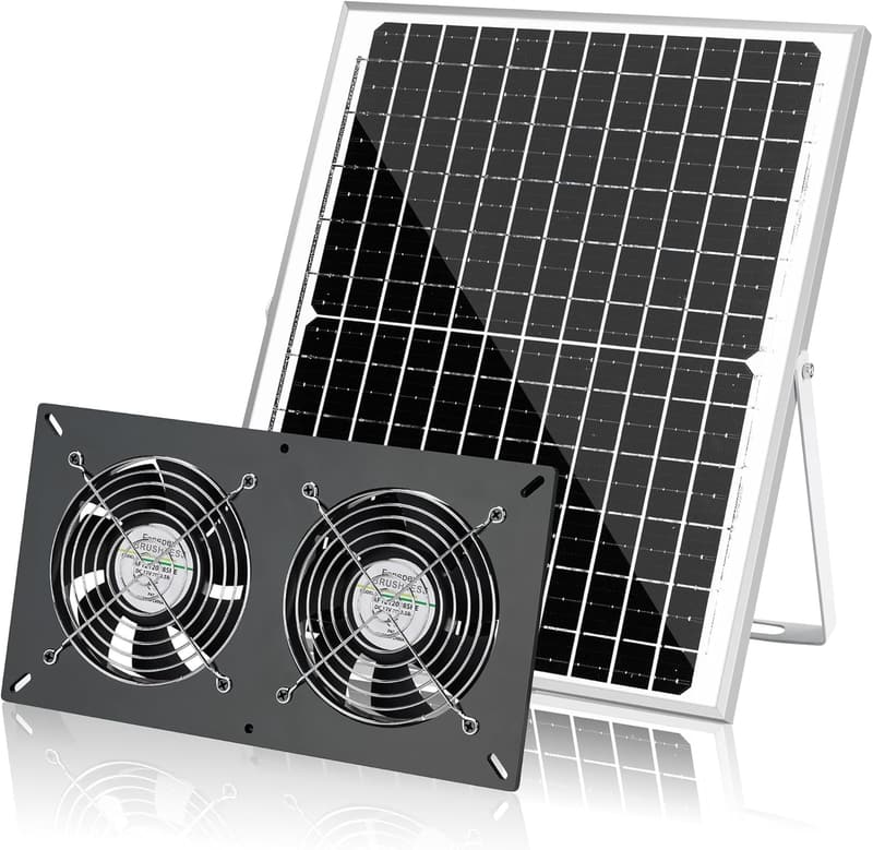 20W Solar Powered Exhaust Fan Kit for Chicken Coop & Greenhouse