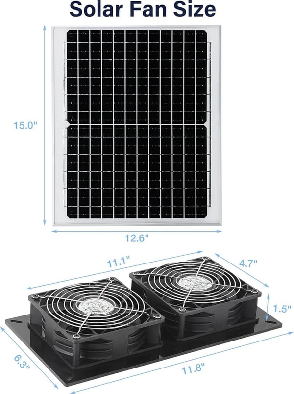 20W Solar Powered Exhaust Fan Kit for Chicken Coop & Greenhouse