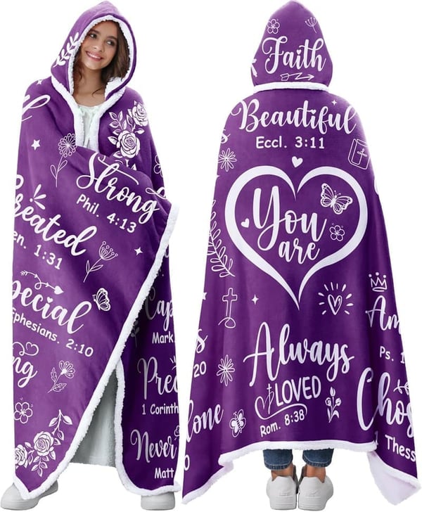 Inspirational Bible Verse Hoodie Blanket for Women