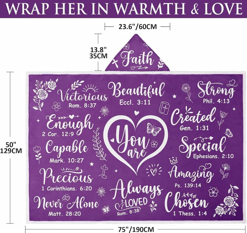 Inspirational Bible Verse Hoodie Blanket for Women