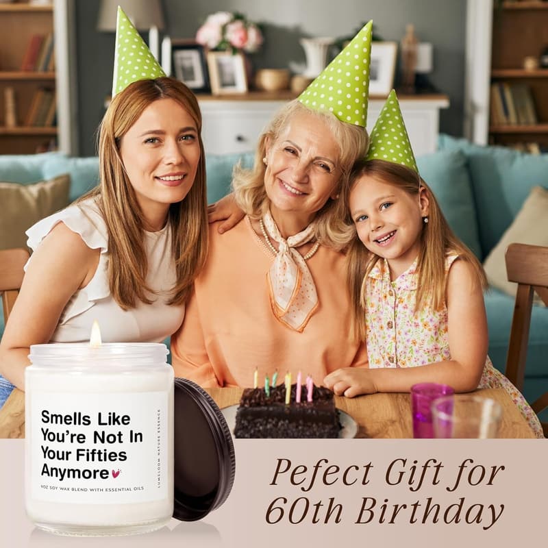 60th Birthday Lavender Soy Wax Candle - 9oz Gift for Her/Him