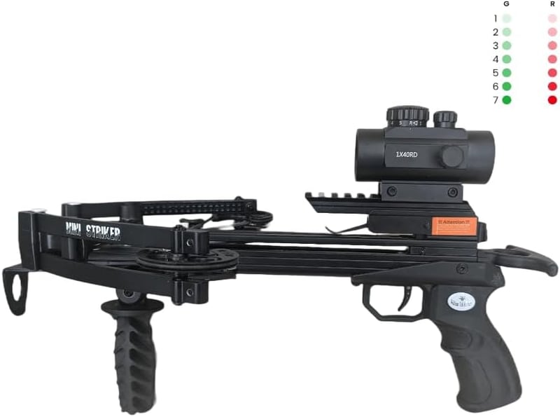 Mini Striker Pistol Crossbow - 125lbs with Red/Green Dot Sight