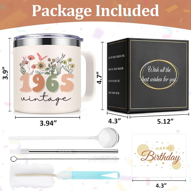 60th Birthday Vintage Insulated Mug for Women