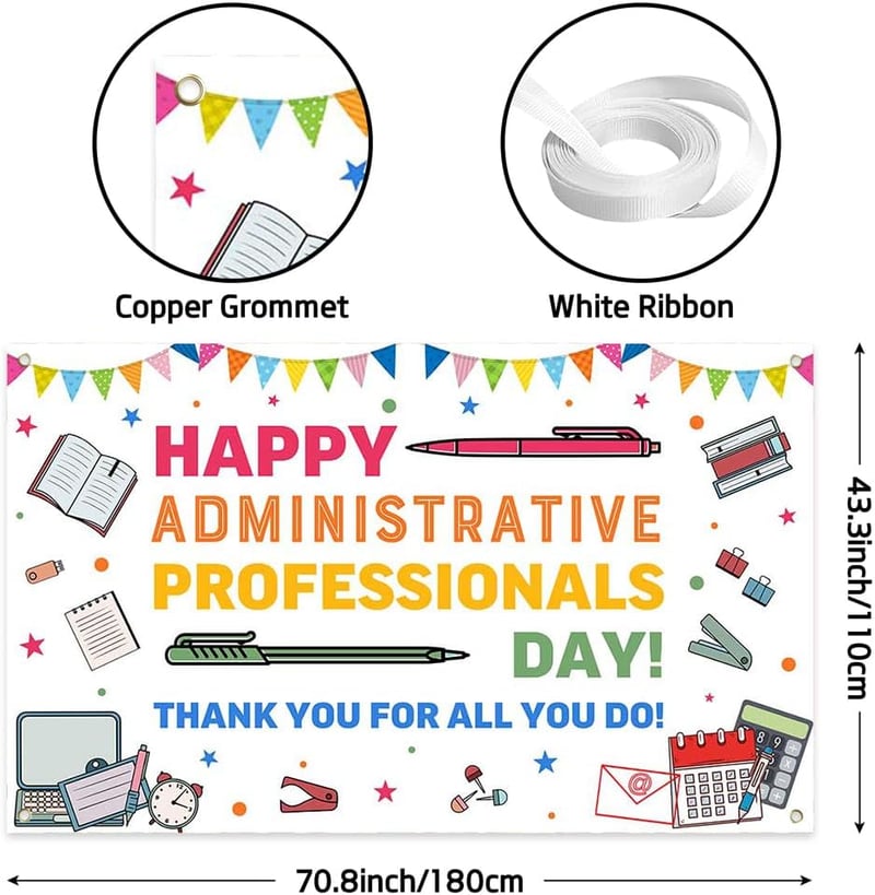Administrative Professional Day Banner - Appreciation Decor, 70.8x43.3 Inch