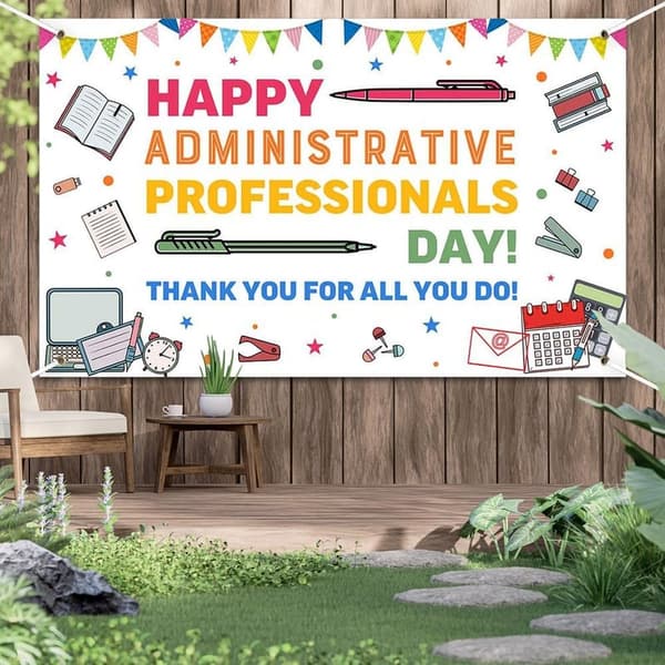 Administrative Professional Day Banner - Appreciation Decor, 70.8x43.3 Inch