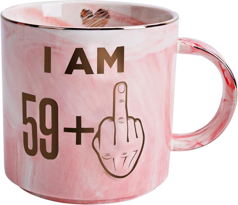 60th Birthday Pink Marble Coffee Mug - Fun Gift for Women