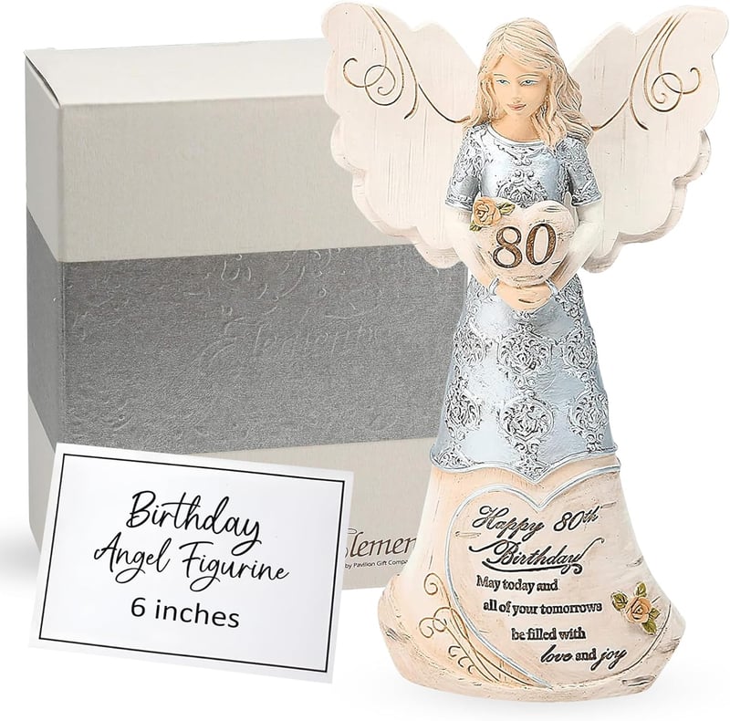 80th Birthday Polyresin Angel Figurine Keepsake for Women
