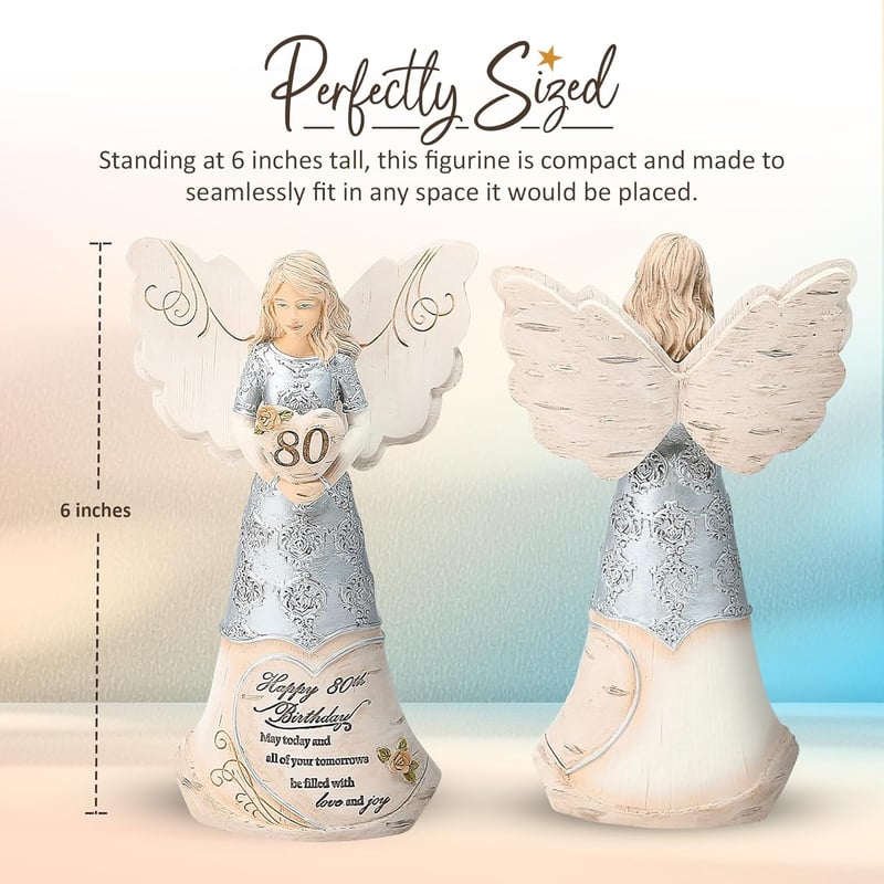 80th Birthday Polyresin Angel Figurine Keepsake for Women