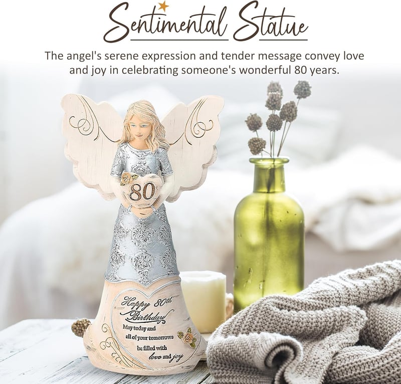 80th Birthday Polyresin Angel Figurine Keepsake for Women