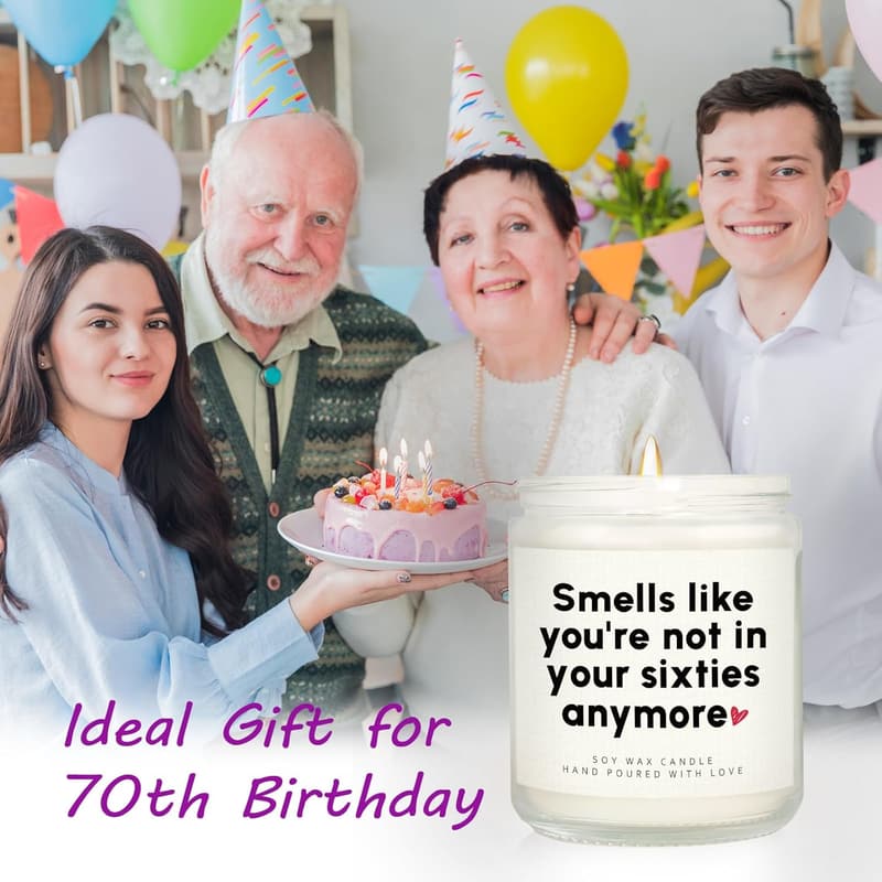 70th Birthday Handmade Lavender Candle for Him & Her