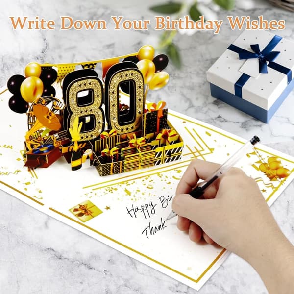 80th Birthday Pop-Up Card for Him/Her - Funny 3D Design