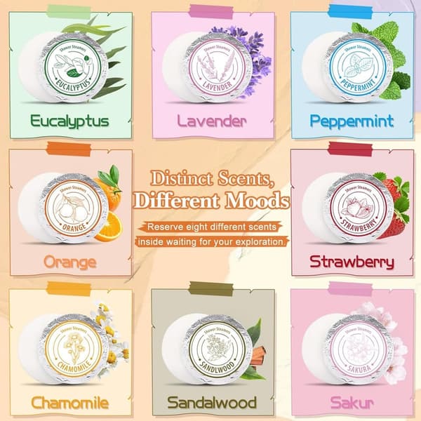 Eucalyptus Shower Steamers - 8 Pack Essential Oil Spa Gifts for Her