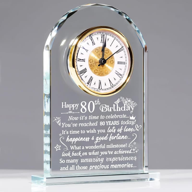 80th Birthday Quartz Clock Gift for Couples and Parents