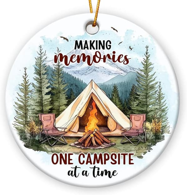 2024 Camper Christmas Ornament for Women - Double-Sided Ceramic